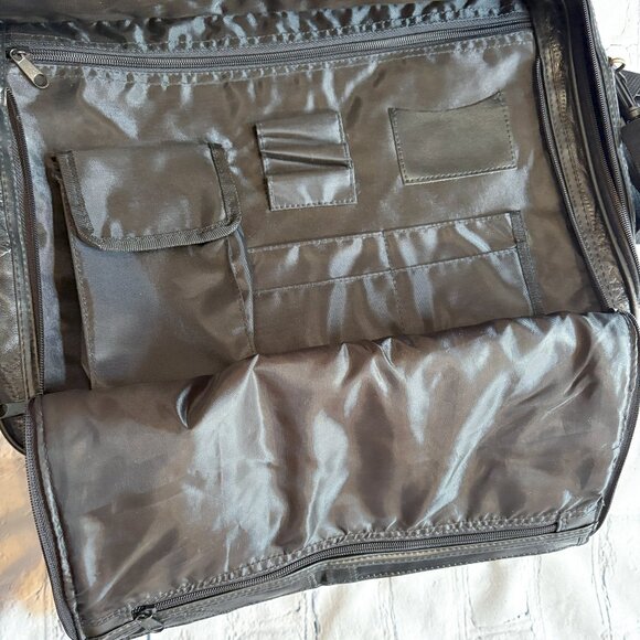 Genuine Leather Patchwork Laptop Bag Travel Office Briefcase Black - Picture 12 of 15